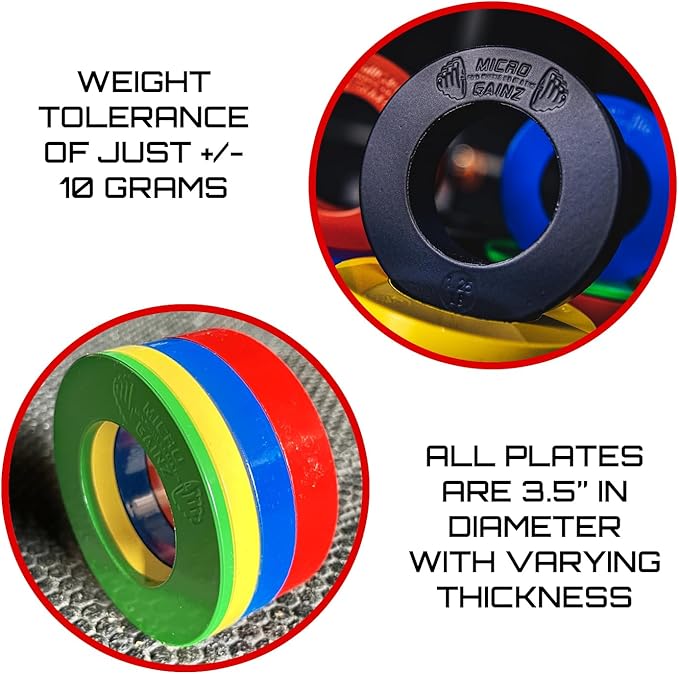 Micro Gainz Olympic Fractional Weight Plates Set, 10 Piece Olympic Weight Plates Set with Bag, Designed for Olympic Barbells for Strength Training and Micro Loading, Made in USA-StrideForce Fitness