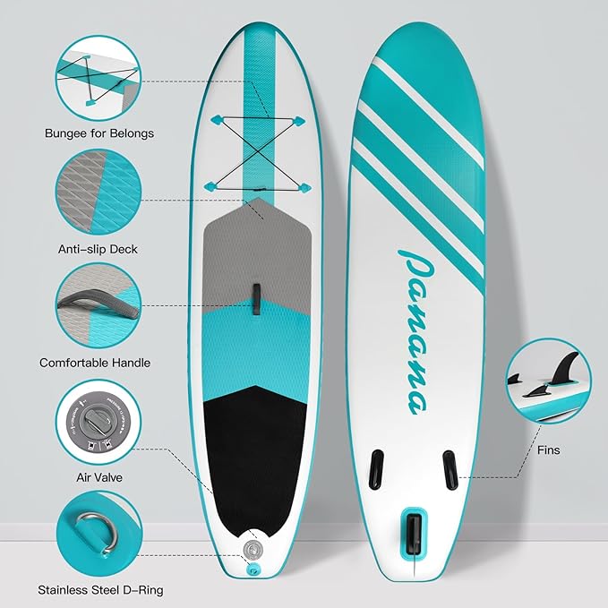 Panana Inflatable Stand Up Paddle Board, 10'x31 x6 SUP with Premium Paddle Board Accessories Kit, Anti-Slip EVA Deck for Adults Youth of All Skill Levels-StrideForce Fitness