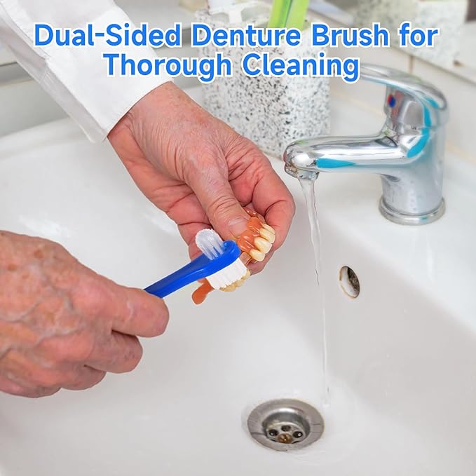 OMISTAR 50 PCS Denture Brushes Dual-Sided Bristle Individually Firm Hard Bristle Toothbrush Denture Cleaner Brush for Retainers False Teeth Braces