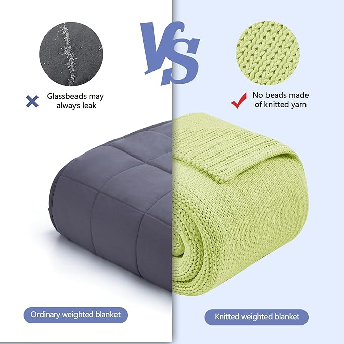 L'AGRATY Knitted Weighted Blanket - 60"x80" 20lbs Cooling Chunky Knit Heavy Blanket for Adults Braided Crochet Throw Thick Cable Yarn Knit Decorative No Beads Evenly Weighted Machine Washable-StrideForce Fitness