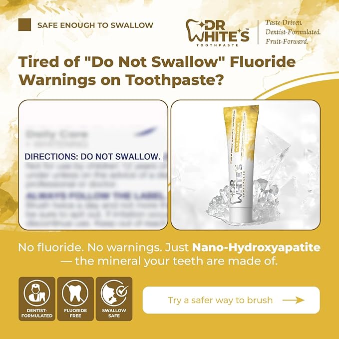 Dr. White’s Fluoride-Free nHA Toothpaste; Dentist-Formulated, Nano Hydroxyapatite + Xylitol, Sensitivity Relief Complex™, Mint-Free, Enamel Safe, Swallow-Safe (3.5 Oz, Pure Pineapple)