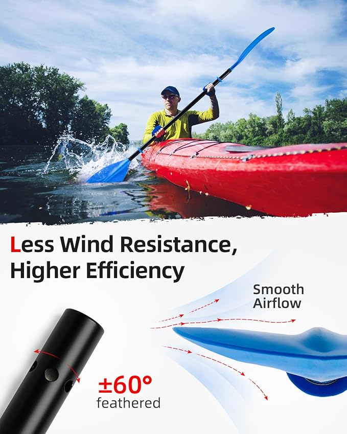 Abahub Adjustable Kayak Paddle 210-230 cm/ 230-250 cm Floating Kayaking Oars Boating Oars Canoeing Oars Black-StrideForce Fitness