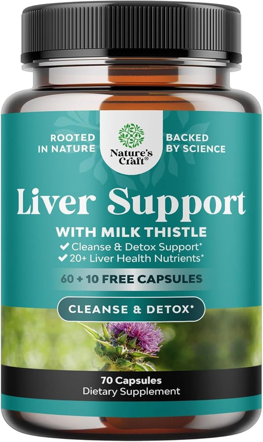 Liver Cleanse Detox & Repair 70 Capsules - Herbal Liver Support Milk Thistle Supplement - Silymarin Milk Thistle Supplements with Dandelion Root, Choline, Beetroot & Artichoke Extract-StrideForce Fitness