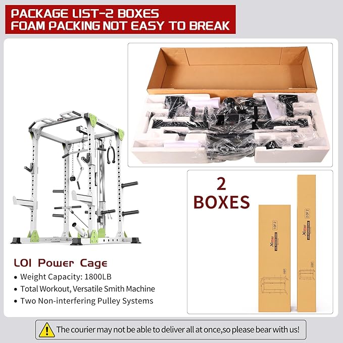 Power Rack Power Cages Multi-Function Squat Rack with Cable Crossover System Selectable More Training Attachment Weight Cage for Garage Home Gym-StrideForce Fitness