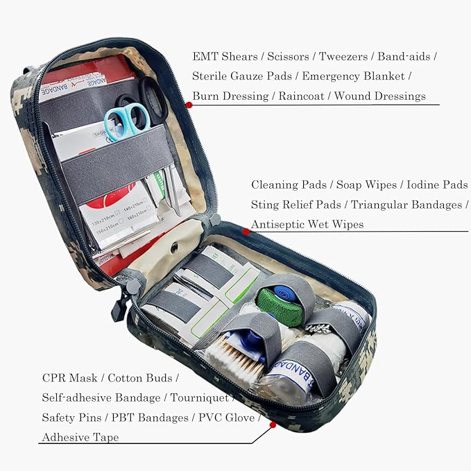Carlebben EMT MOLLE Ifak Pouch Tactical MOLLE Medical First Aid Kit Utility Pouch ACU Camouflage-StrideForce Fitness
