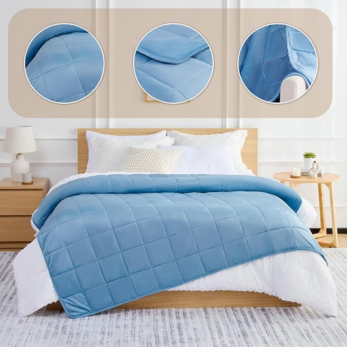 L'AGRATY Weighted Blanket - 60"x80" 15lbs Soft Breathable Heavy Blanket Minky Material with Glass Beads for Adult All-Season Summer Fall Winter Soft Thick Comfort-StrideForce Fitness