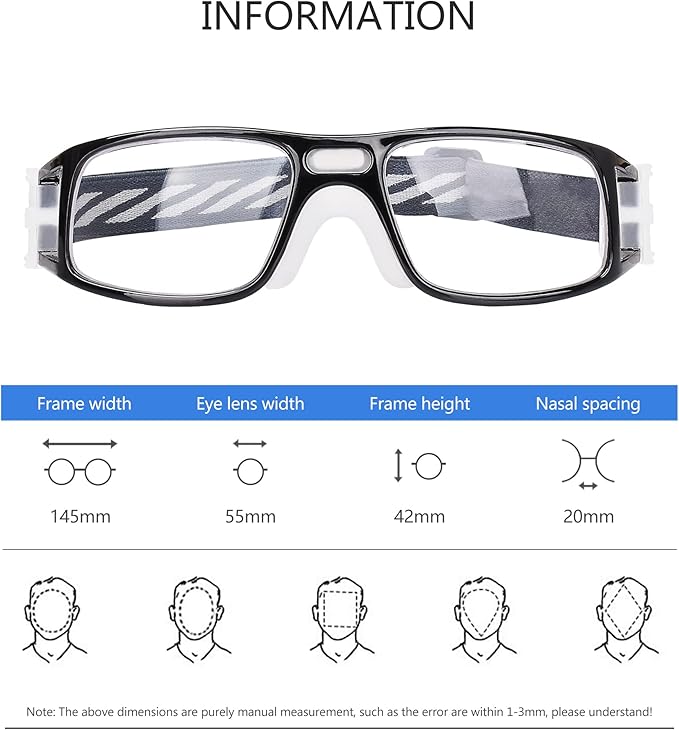 Men Basketball Glasses.Soccer Football Sport Protective Eyewear Safety Goggles,Sports Glasses For Replaceable Lens-StrideForce Fitness