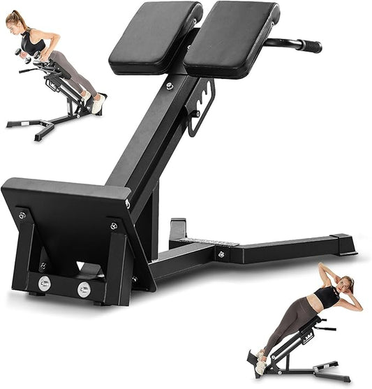 FANATICS Roman Chair Back Extension Machine Hyperextension Bench Reverse Hyper Lower Back Exercise Equipment Multi-Functional Core and Glute Workout Bench for Home Gym-StrideForce Fitness