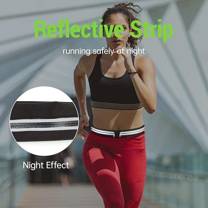 Slim Running Belts for Women Men - Running Phone Holder Fanny Pack for Key, Accessories Fits ALL Cell Phones, Black-StrideForce Fitness