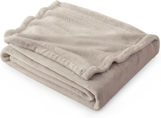 Bedsure Fleece Throw Blanket for Couch Oxford Tan - Lightweight Plush Fuzzy Cozy Soft Blankets and Throws for Sofa, 50x70 inches-StrideForce Fitness
