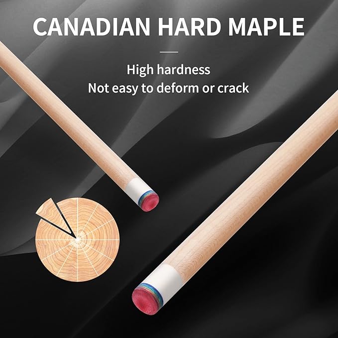 Kmise Professional Pool Cue Stick - 19 20 21oz Canadian Maple Cue Sticks, Low Deflection Shaft with Telescopic Carbon Fiber Extension, Pool Sticks for Aults, Billiard Cue Sticks with Leather Cue Case-StrideForce Fitness