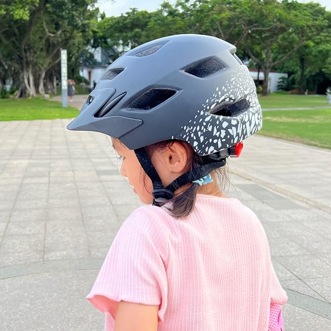 Kids Bike Helmet,Bavilk Kids Boys Girls Bike Helmets with LED Light Detachable Visor Children Youth Teen Multi-Sport for Skating Cycling Scooter Skateboard Adjustable & Lightweight 19.7"-22.4"-StrideForce Fitness