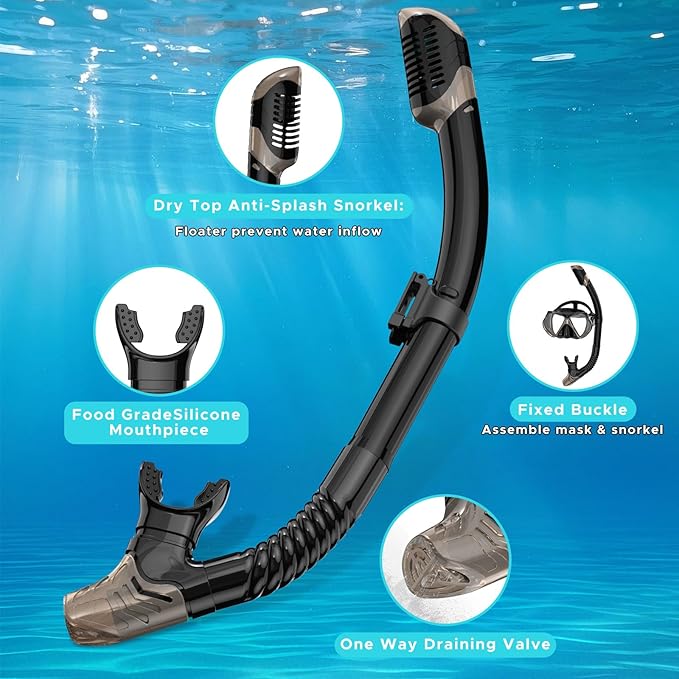 2 Pack Snorkeling Gear for Adults, Dry Snorkel, Mask Set Adult, Diving Scuba Mask, Scuba Gear, Swimming Goggles with Nose Cover, Swim Freediving Tempered Glass Panoramic View Travel Packages-StrideForce Fitness