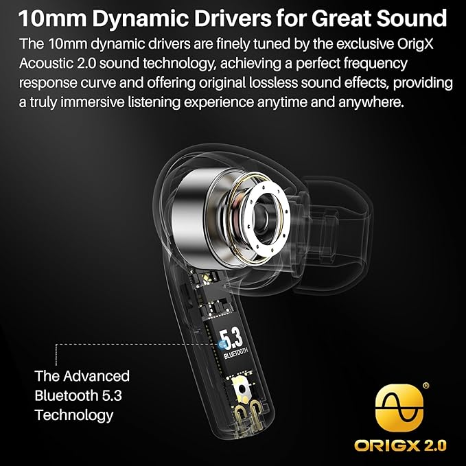 TOZO T20 Wireless Earbuds Bluetooth Headphones 48.5 Hrs Playtime with LED Digital Display, IPX8 Waterproof, Dual Mic Call Noise Cancelling 10mm Broad Range Speakers, 2025 Version-StrideForce Fitness