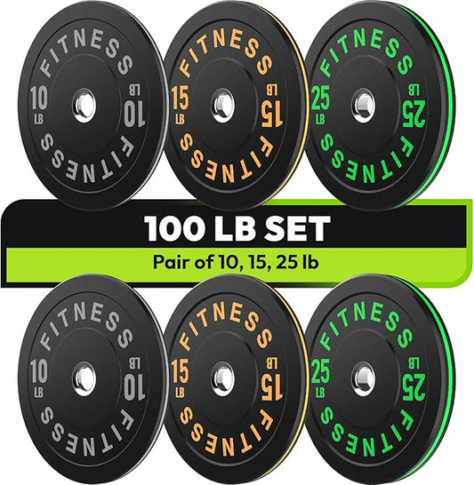 Rubber Weight Plates, Olympic Bumper Plate Set 2-Inch, 45/100 / 160/190 / 260/300 lb Barbell Weights for Home Gym, Colored Standard Strength Training Plates for Weightlifting-StrideForce Fitness