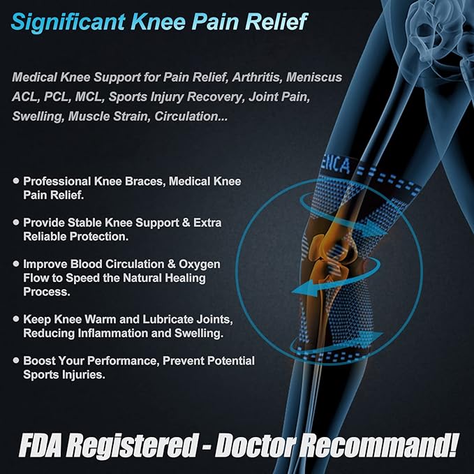 NEENCA Professional Knee Brace, Compression Knee Support with Patella Gel Pad & Side Stabilizers, Medical Knee Sleeve for Pain Relief, ACL,PCL, Meniscus, Injury Recovery, Arthritis, Sports, Workout...