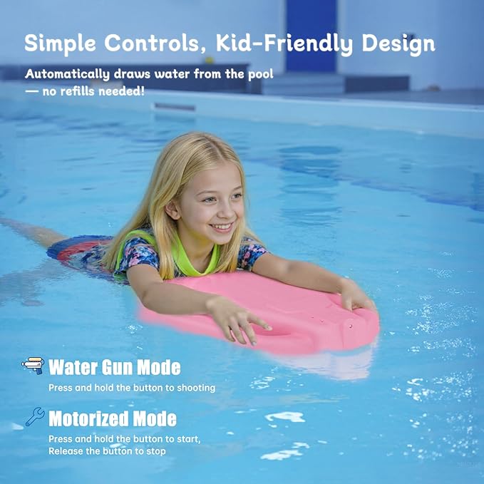 Electric Swimming Kickboard for Kids,Motorized Swim Board with Water Gun, Motorized Swim Training for Children Adults, 60N Thrust, 198 lbs Buoyancy, 25V Rechargeable Battery-StrideForce Fitness