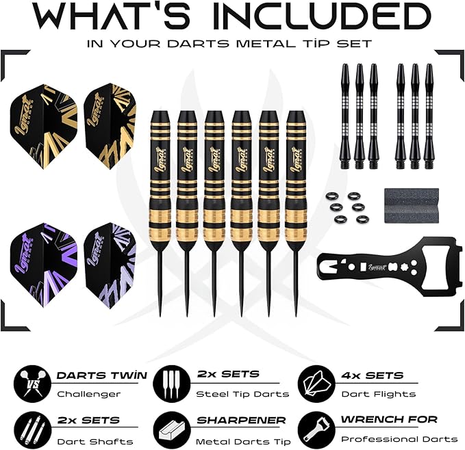 IgnatGames Premium Steel Tip Darts – 3/6/12 Pack Brass Barrels with Aluminum Shafts, 16 GlideXPro Flight Set, Tool Kit & Giftable Case-StrideForce Fitness