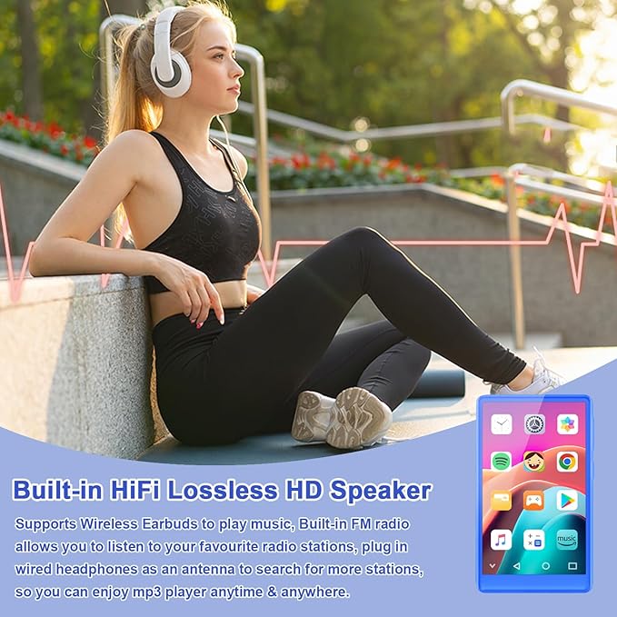 96GB MP3 Player with Bluetooth and WiFi, 4.1" Touch Screen, Silicone Protective case, Octa-core, MP4 Player for Spotify, Pandora, 96GB Storage Up to 1Tb, Android Music Player for Parental Control, FM-StrideForce Fitness