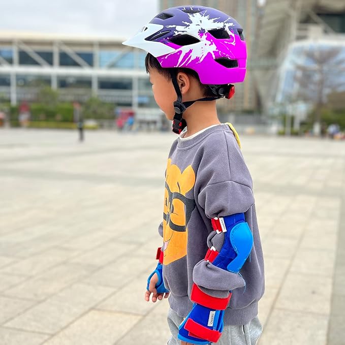 Kids Bike Helmet,Bavilk Kids Boys Girls Bike Helmets with LED Light Detachable Visor Children Youth Teen Multi-Sport for Skating Cycling Scooter Skateboard Adjustable & Lightweight 19.7"-22.4"-StrideForce Fitness