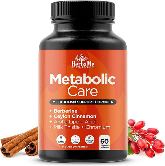 Berberine Supplement with Ceylon Cinnamon, Chromium, Alpha Lipoic Acid, Metabolic Care Supports Metabolism & Cardiovascular Health and Immune System, Helps Maintain Steady Energy Levels-StrideForce Fitness