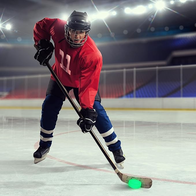 Elcoho Ice Hockey Puck, Glow in The Dark Party Pucks, Green Floor Puck Bulk with Drawstring Bag for Youth Adults Outdoor Indoor Sports Games Practicing & Training-StrideForce Fitness