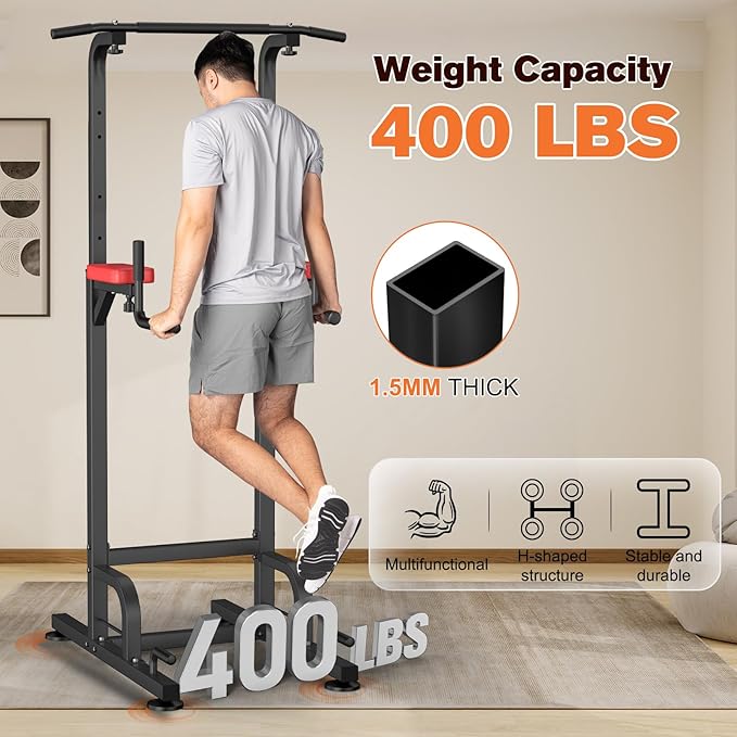 RELIFE REBUILD YOUR LIFE Power Tower Pull Up Bar Station Workout Dip Station for Home Gym Strength Training Fitness Equipment-StrideForce Fitness