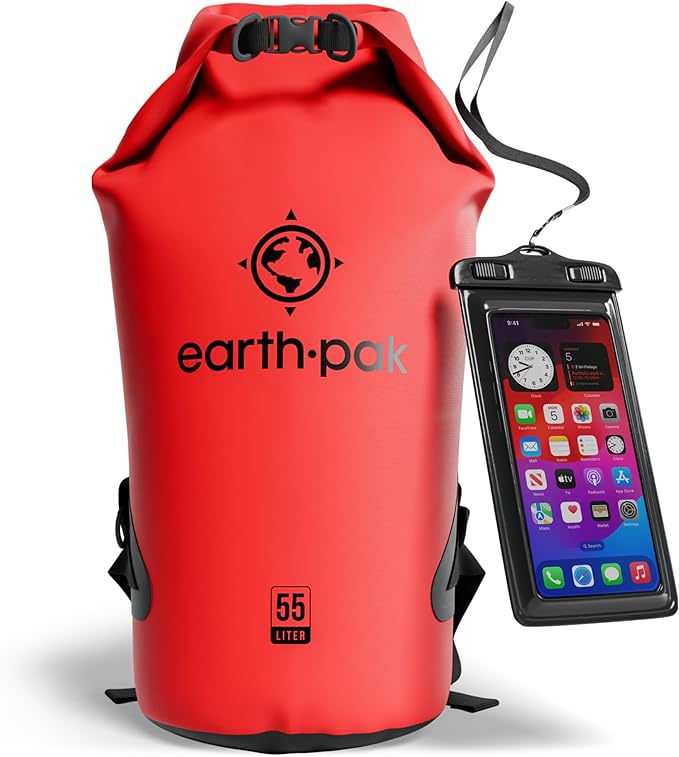 Earth Pak Waterproof Dry Bag - Roll Top Waterproof Backpack Sack Keeps Gear Dry for Kayak with Waterproof Phone Case-StrideForce Fitness