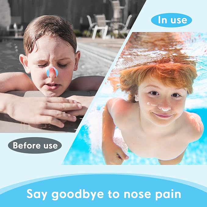 Painless Nose Plugs for Swimming,Nose Plugs for Swimming for Kids (Age 6+) and Adults, Ensure Comfort and Safety in The Water (Blue, Large)-StrideForce Fitness