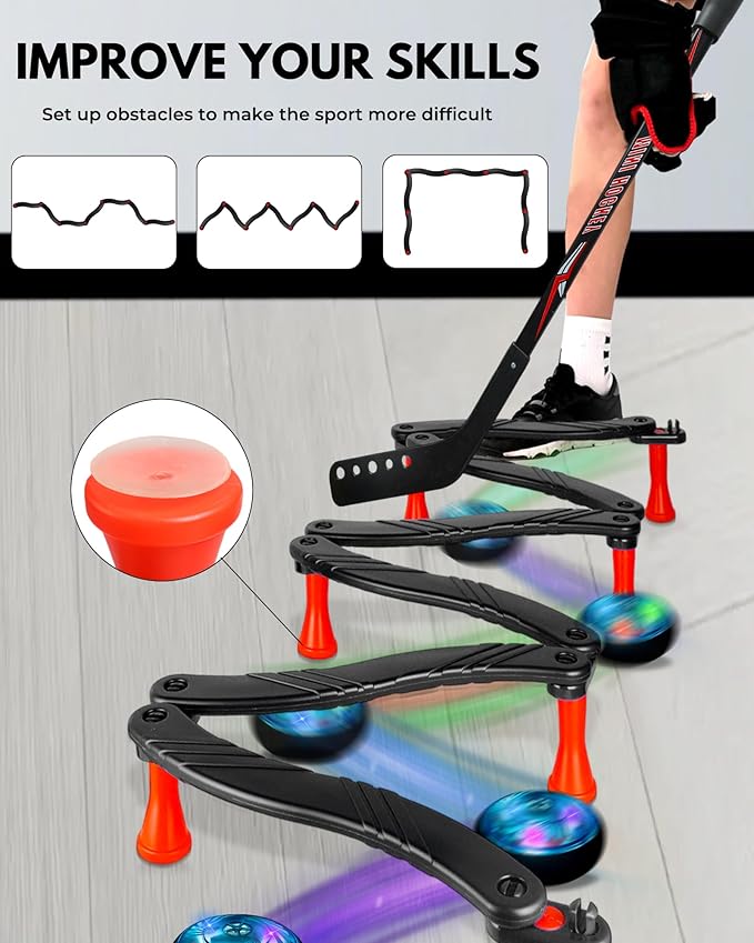 Hockey Stick Handling Trainer – Adjustable Hockey Training Equipment Set with Hover Soccer Ball, Mini Goal & Sticks – Improve Skills & Coordination for Kids & Teens-StrideForce Fitness
