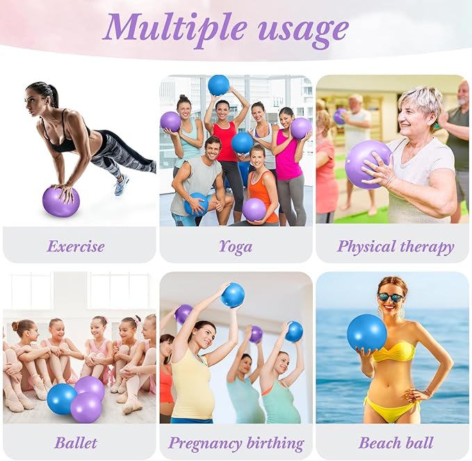 Aoriher 10 Pieces 9 Inch Exercise Pilates Ball Yoga Therapy Core Ball for Yoga Stability Barre Training Stretching Physical Posture Training Gym-StrideForce Fitness