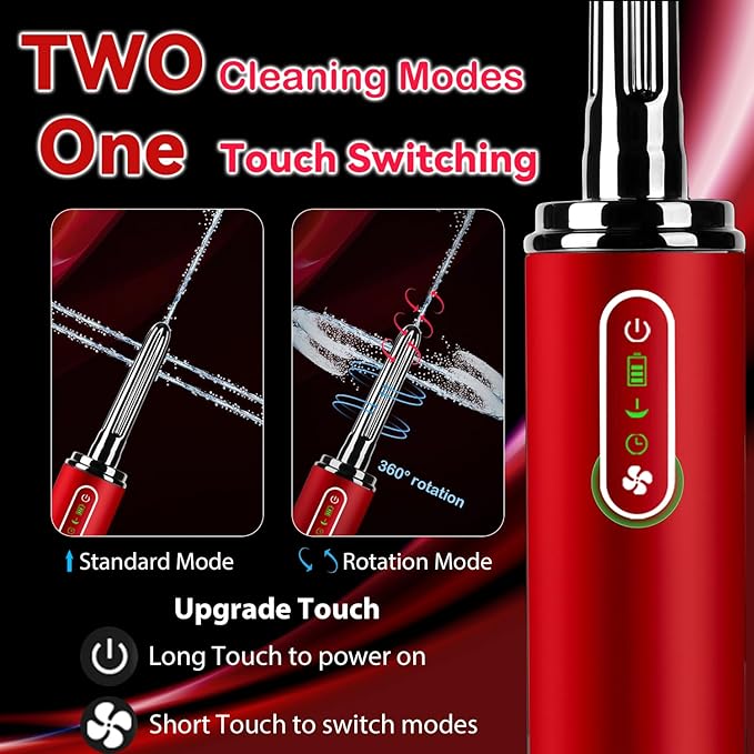 Upgrade Enema Anal Douche , Waterproof Touch Control, Enemas-Douches for Men & Women Colon Cleanse, Shower Enema Bulb-Bottles Kit, Electric Rotating Nozzle, Pressure Spray, Two Douching Modes,red-StrideForce Fitness