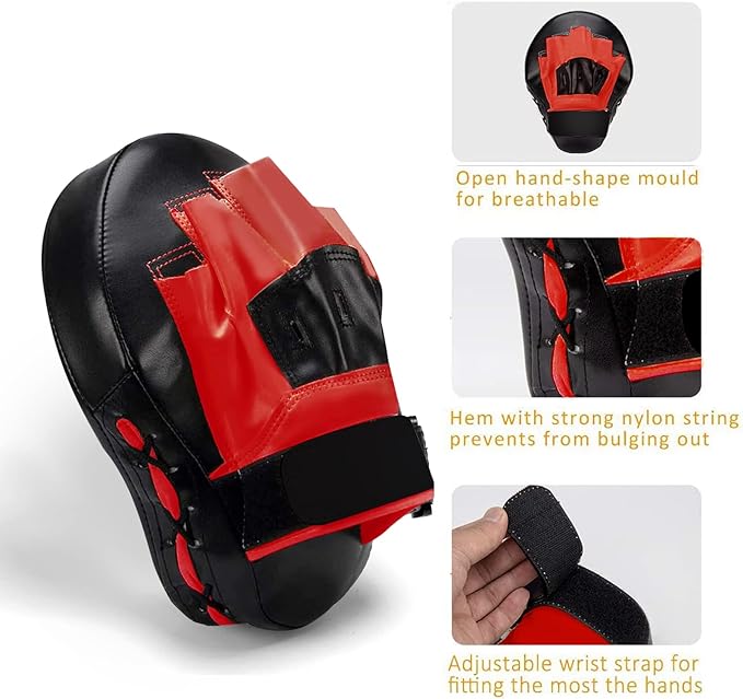 Valleycomfy Boxing Curved Focus Punching Mitts- Leatherette Training Hand Pads-StrideForce Fitness