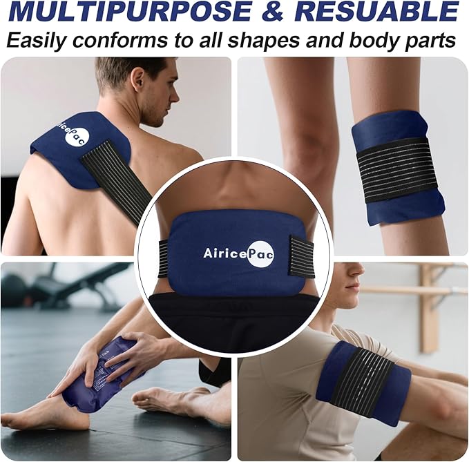 Ice Packs for Injuries Reusable (3-Piece Set) – Hot and Cold Ice Pack Therapy Gel Wrap Support – Supports Recovery, Joint and Muscle Pain – Knees, Back & More-StrideForce Fitness
