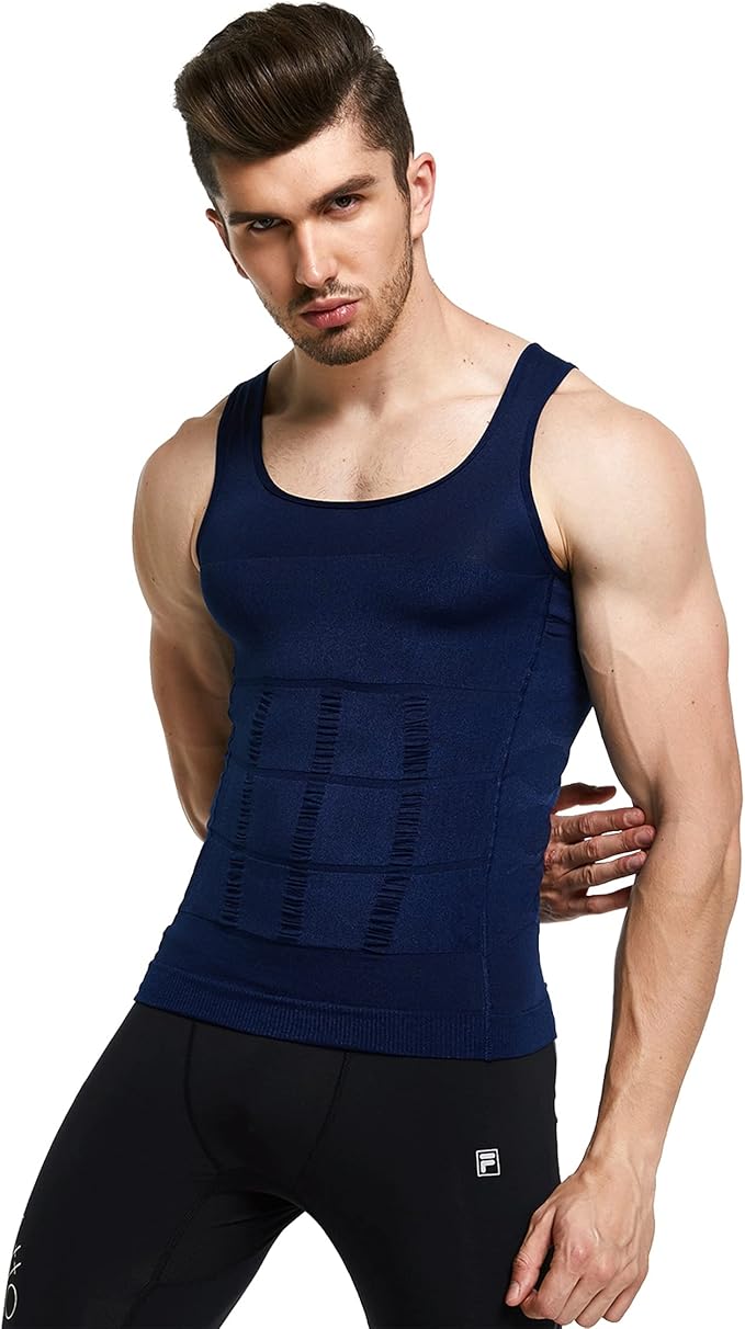 GKVK Mens Slimming Body Shaper Vest Shirt Abs Abdomen Slim-StrideForce Fitness