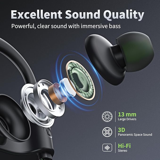 JOYWISE Bluetooth Headphones, Wireless Earbuds IPX7 Waterproof Bluetooth 5.3 Headphones with 16Hrs Playtime Stereo Bass Headsets with Mic Running Headsets with Earhooks for Sports Running Workout-StrideForce Fitness