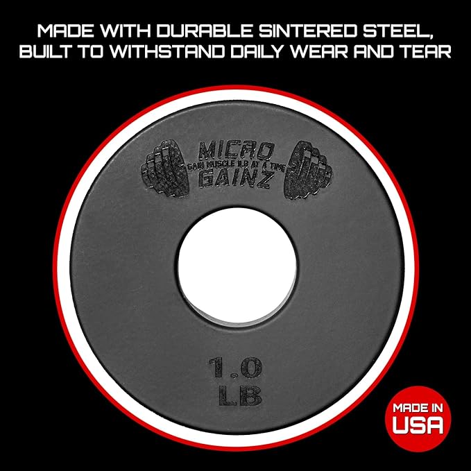 Micro Gainz Standard 1-Inch Center Hole Weight Plates, Set of 2 Black Fractional Plates Choose Set (.25LB-1.25LB), Designed for Standard 1-inch Barbells & Dumbbells, Made In USA-StrideForce Fitness