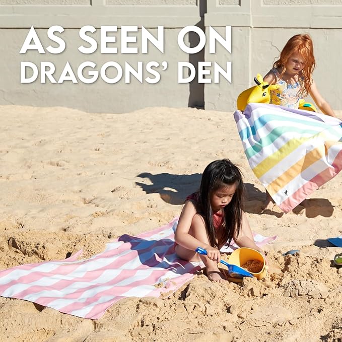 Dock & Bay Kid's Towel - for Beach Use - Quick Dry, Sand Free - Compact, Lightweight - 100% Recycled - Includes Bag - Summer - Unicorn Waves, Medium (130x70cm, 51x28)-StrideForce Fitness