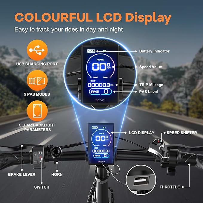 Foldable Electric Bike for Adults, Peak 1000W Brushless Motor 30MPH 70Miles City Commuter Ebike, 48V 20AH Lithium Battery, 20" Fat Tire 7-Speed E-Bicycle with Front Suspension Colourful LCD Display-StrideForce Fitness