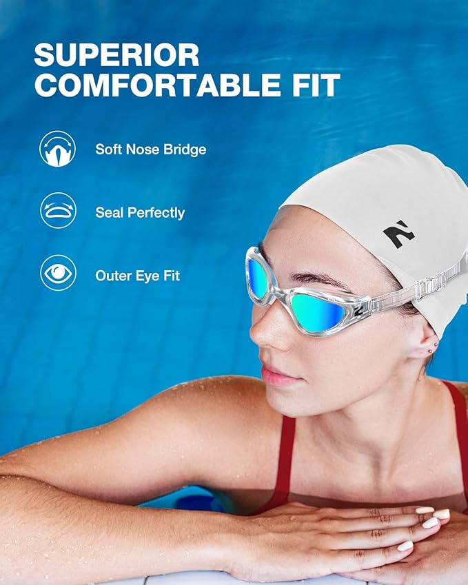 ZIONOR G1 Lite Swim Goggles with Swim Cap Comfortable Anti-fog Swimming Goggles Cap Set for Adult Men Women-StrideForce Fitness