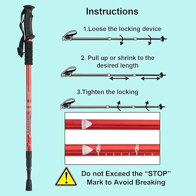 Aihoye Hiking Trekking Poles, 2 Pack Collapsible, Lightweight, Anti Shock, Walking Sticks, Adjustable Hiking Pole for Men and Women-StrideForce Fitness
