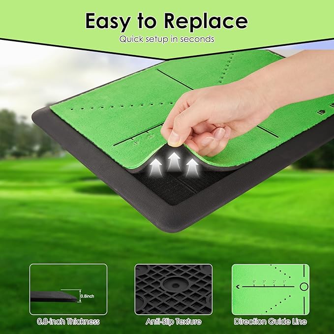 Golf Hitting Mat with Swing Path Tracer – Durable Golf Practice Mat for Indoor/Outdoor Use, Driving & Chipping Training – Golf Training Aid and Gift for Men & Women-StrideForce Fitness