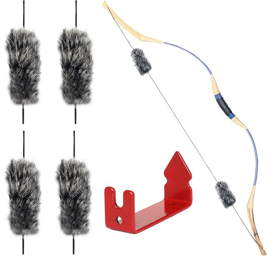 SOPOGER Archery Bow String Silencers - 2 Pair Otter Hide & String Separator Recurve Bow Stabilizer Bowstring Dampener for Longbow Traditional Bow Hunting Shooting Practicing-StrideForce Fitness