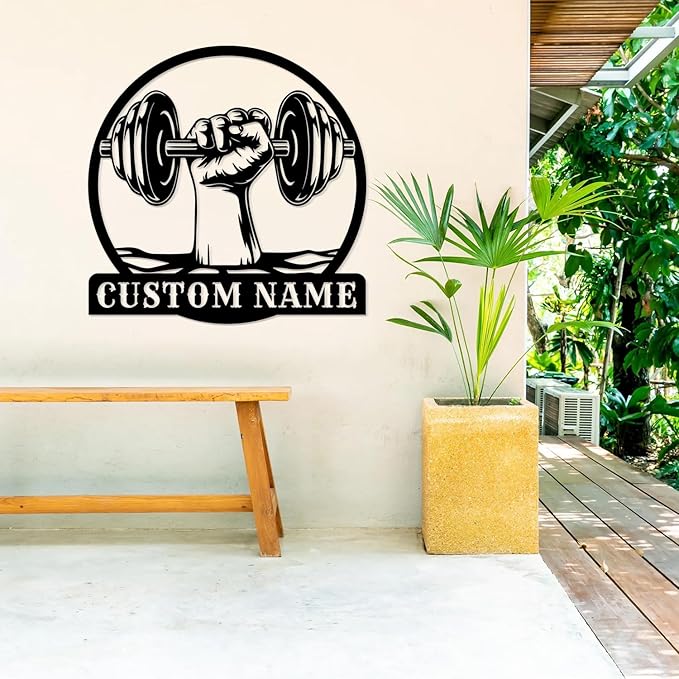 Customized Metal Gym Name Sign, Personalized Sports Room Wall Art,Metal Gym Sign,Unique Fitness Wall Sign, Gym Lovers Unique Gift, Gym Wall Art,Training Center Sign (Style-15)-StrideForce Fitness