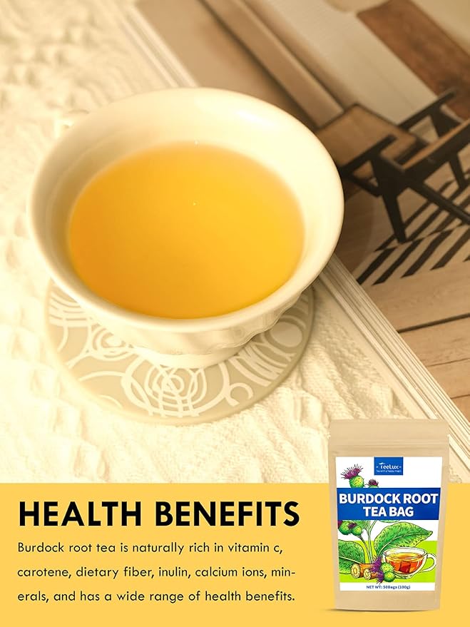 TeeLux Burdock Root Tea Bags, Pure Natural Burdock Root, Caffeine Free, Premium Herbal Tea, 50 Tea Bags