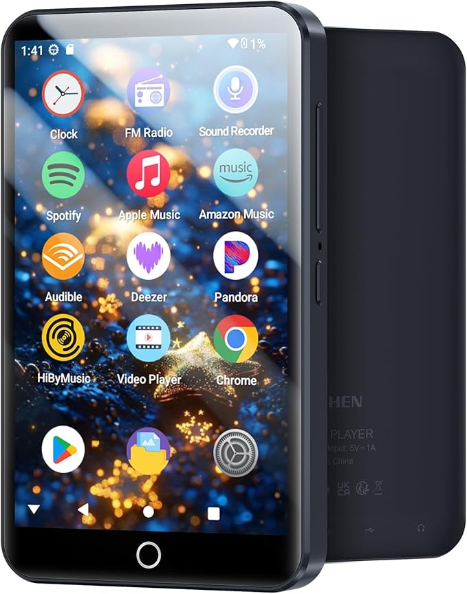 160GB MP3 Player with Bluetooth and WiFi, MECHEN Android 13 OS MP3 & MP4 Players with 4" Touchscreen and Speaker,Music Players with Spotify,Pandora, Audible, Amazon Music, Play Store-StrideForce Fitness