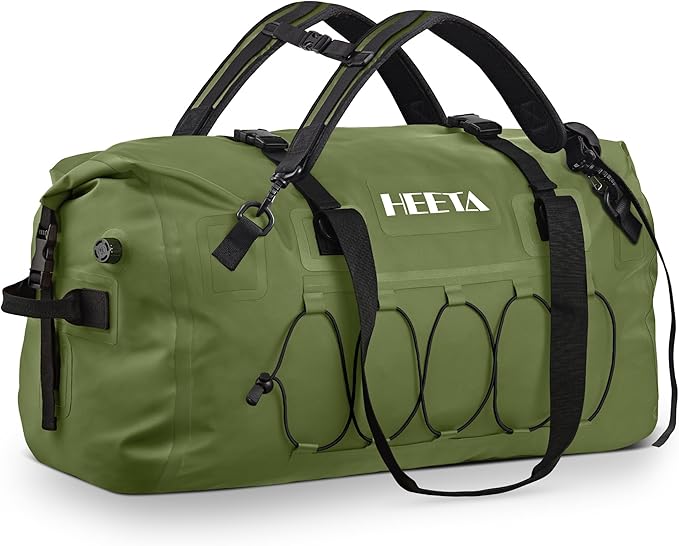 HEETA Waterproof Duffel Bag Motorcycle Dry Bag Backpack, 60L/80L Extra Large Rolltop Travel Duffle Bags with Straps & Handles for Kayaking Rafting Boating Canoeing Camping Gym Beach Cruise Ship-StrideForce Fitness