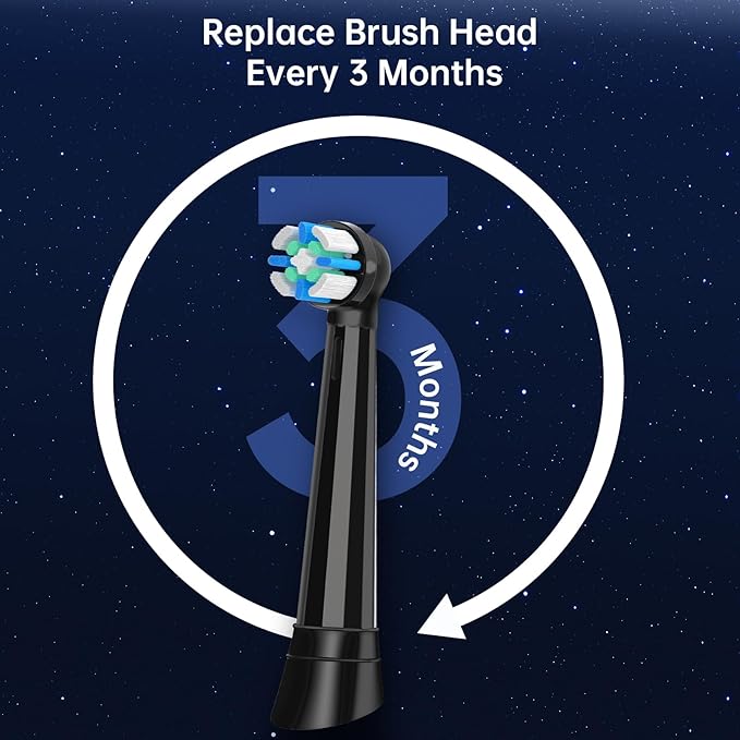 6 Pcs IO Replacement Heads Compatible with Oral B IO 2/3/4/5/6/7/8/9/10/Deep Clean Electric Toothbrush, Medium Bristles Brush Heads Compatible with Oral B IO for Effective Plaque Removal (Black)