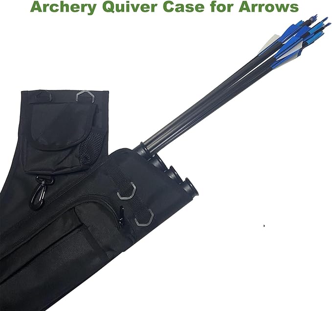 Archery Hip Quiver for Arrows with 4 Arrow Tubes Arrow Holder, Pockets for Accessories and Waist Belt-StrideForce Fitness