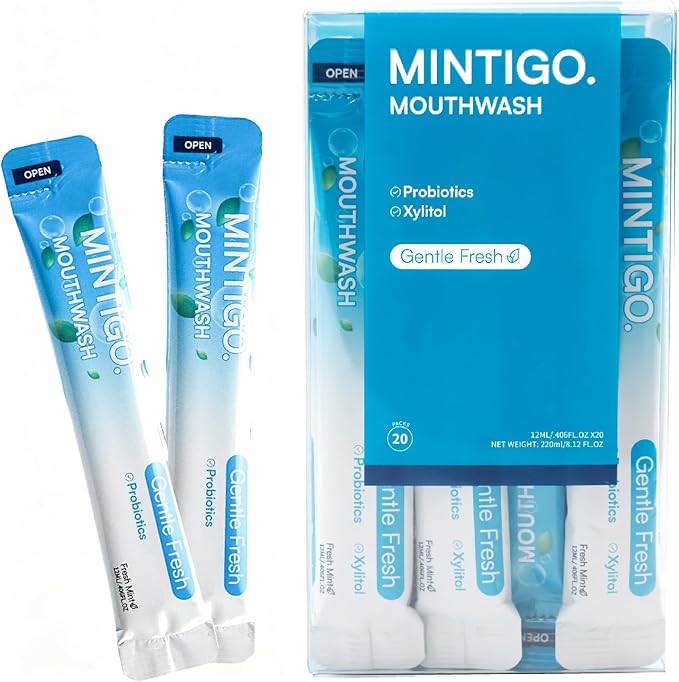 Mouthwash Travel Size Portable Packets to Go, Alcohol Fluoride Free Fresh Mint for Travel Essentials, Travel Mouth Wash for Superior Oral Hygiene, 20 Individual Travel Mouthwash Packets (Pack of 20)